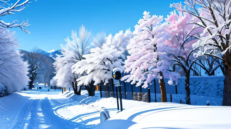  snowに覆われた枝があります， There are pink flowers blooming on it, 冬のsnow, snowy winter, 穏やかなsnow, season!! : 🌸 ☀ 🍂 ❄, Beautiful composition, snowの中の冬,  Very pretty picture  , (snow), snowに覆われている, Beautiful Wallpapers, 冬のseason, 寒いsnow, snow and ice,  Winter landsca...