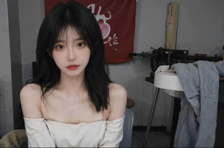 (    The original high-resolution 8K photo is realistic in a fashion trend  ,   are of the highest quality)，  Beauty， has beautiful breasts ，  温婉动人的中国Beauty ， South Korea,South Korea偶像，  big  ，  slim and sexy collarbone  ，   charming oval face   ，crack， Do...