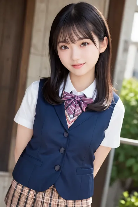 Top Quality, Focus on the Face , Soft light, ultra high resolution, ( photorealistic :1.4), RAW photo in the loop , 1 Japanese Girl , alone, cute, ( embarrassing smile:0.5), ( brown eyes, light in the eye), detaile...