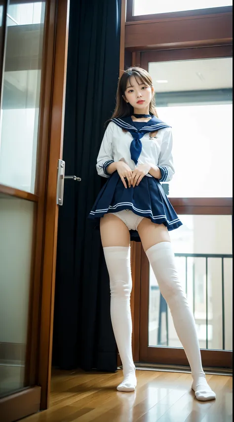 (( Masterpiece)),((( top quality))),Full body shot from floor height ,Face the photographer and stand with your legs wide open to the left and right,cool, Miniskirt mini skirt,  (((スカートを lift it yourself))), ((( lift it yourself))), (( panties)), (( wear p...