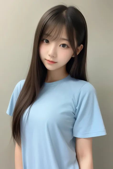 A light blue girl with loose, long hair