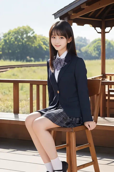 ( Top Quality, Masterpiece:1.2), Top Quality, exist, photos, high resolution, 1080P, 8k, physical rendering , ((: 158cm)), Japanese Girl、(((((( A beautiful 14-year-old fashion model from a Japanese fashion magazine is watching straight to...