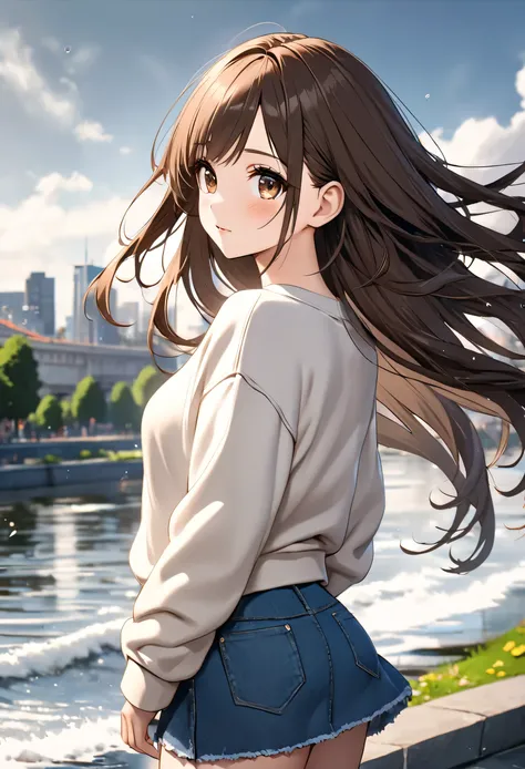 (( masterpiece,  better quality,  high resolution sweatshirt, UHD, perfect pixels ,  depth of field , 4k, RTX, hdr))), 1 girl, single, alone,  full body,  beautiful anime girl,  Beautiful Art Style,  anime character, ((serene expression, childish gaze,  be...