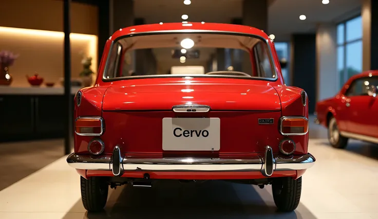 200 Suzuki Cervo) back view red colour in the luxury showroom.The back plate reads ". Cervo " View highlighted.