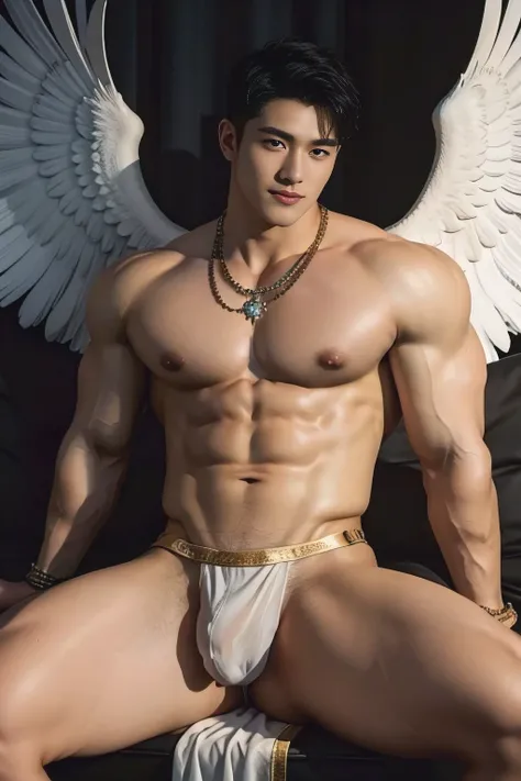 A strikingly handsome 18-year-old Chinese angelic young man with a youthful, boyish face that exudes innocence and charm. His features are distinctly East Asian, with soft yet masculine contours, a fresh, -like appearance, and captivating single eyelids th...