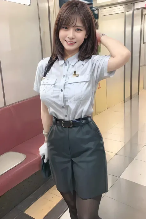 ( Masterpiece:1.2, top quality :1.2), 32kHDR, high resolution, ( alone、 in the seat)、( daytime building rooftop 、 professional lighting)、Building rooftop background、( Tokyo Metro Female Flight Attendant Uniform Lifelike Female 6 )、( Tokyo Metro Female ...