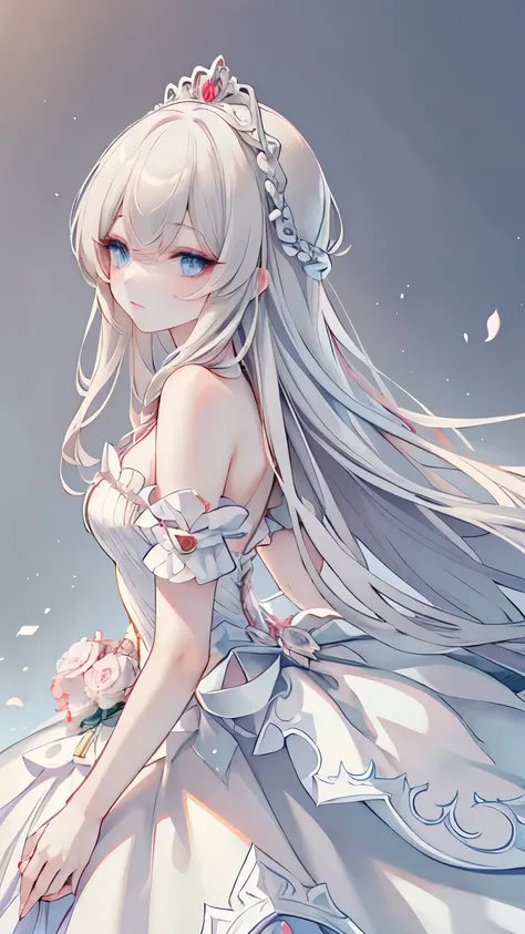  A woman in a white dress holds a music box, artwork in the style of Gwaiz, Gwaiz on pixiv artstation, Gwaiz on artstation pixiv, Gwaiz,   Fantasy art style , Gwaiz masterpiece,  Beautiful and Elegant Queen  ,  beautiful character drawing ,  Detailed Digit...