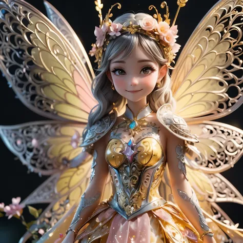 The decoration of the Golden Royal Family, a fairy with a cute, ish smile, is beautiful,Glitter Energy,