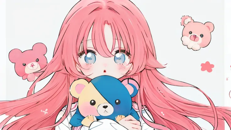 (best quality, masterpiece, highres), Long-haired anime girl holding teddy bear in her arms, Cute anime girl, Anime Girl with Long Hair, Cute Anime, Anime visuals of cute girls, Beautiful anime girl, an anime girl, young anime girl, soft anime illustration...