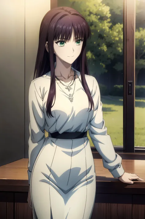  An anime girl in a white sweater and jeans is standing in a room, Another Iwakura, close up Another Iwakura, Destiny anime style  /Stay, Official anime scene photo ,  charming anime girl  ,  anime best girl  , Black Haired Girl Wearing a Hood  ,  cute ani...
