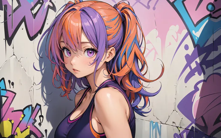 (best quality), masterpiece, extremely detailed CG uniform 8K illustration, high color, extremely high color saturation, all colors deepened, paint, graffiti art, center composition, extremely detailed light and shadow, graffiti wall, wall painted bright, ...