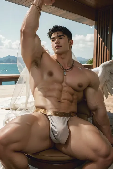 A strikingly handsome 18-year-old Chinese angelic young man with a youthful, boyish face that exudes innocence and charm. His features are distinctly East Asian, with soft yet masculine contours, a fresh, -like appearance, and captivating single eyelids th...