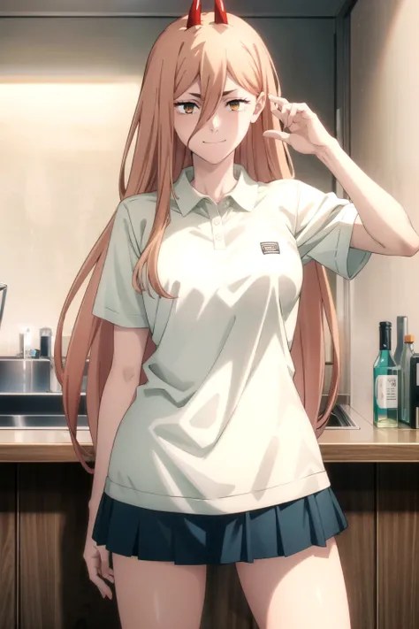 (masterpiece), (best quality), (highly detailed), (high resolution), (extremely detailed CG), (4K), (8K), (tall body), (tall), (long legs), 1girl, (power), (horn), hair between eyes, Cross-shaped pupil, long hair, (red demon horn), yellow eyes, (blond ...