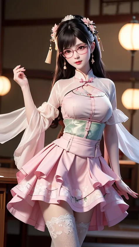 FULL BODY , heels high,she had big breasts and moaned with pleasure, she wear hanfu chinese,Two girl, cute l old, maturbate, big breast, sex kiss breasts her, short skirt, twin tail, CG Unity 8k Wallpaper, in lace  thin silk wet , open v chested petticoat,...