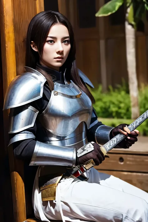top quality , Masterpiece, high resolution, in the seat, Knight Armor, Are you ready to go to the battlefield with a long sword in your hand 、Ready to go to battle