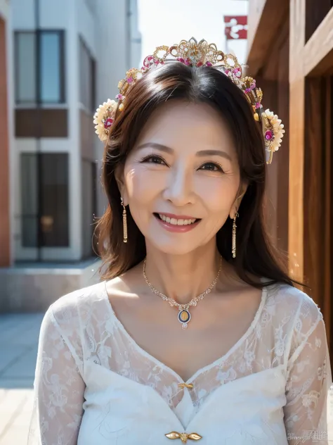 ７９ years old　Mom　MILF　Chinese Lady　large earring　Big choker　navel piercing decoration　A bracelet　realisitic　Gorgeous Madame Beautiful Mature Woman　sexy　Smile　Gentle woman navel piercing　４K　High quality