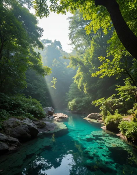 **Prompt:** Imagine stepping into a serene hyperrealistic world where tropical rain nature’s beauty takes center stage scenery. Describe the breathtaking scene of a majestic deep forest swap gracefully into a crystal-clear deep forest pool, surrounded by l...
