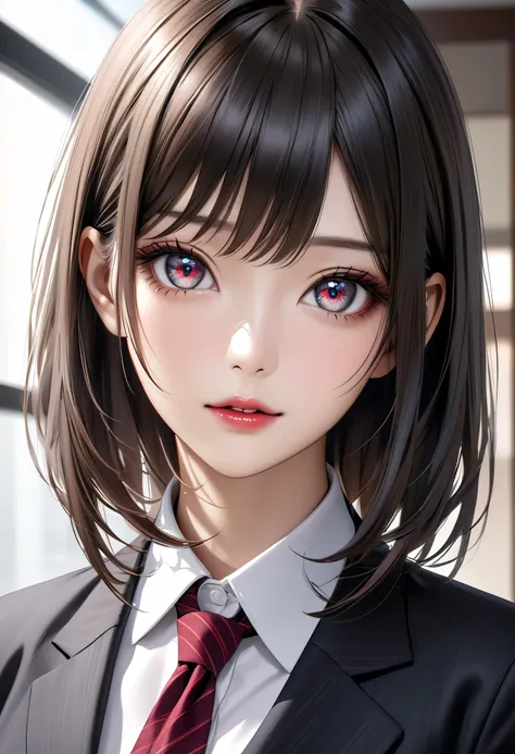 high quality, Japanese Intelligence secretary woman, (shiny skin), (detailed eyes), looking at viewer, Realistic,