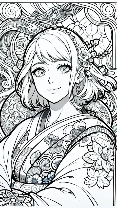  Official Art,  wallpaper,  very detailed, ((( very detailedな目と顔))), Masterpiece,  top quality,   real portrait  , (ZenTangle, Mandala, Tangle, EnTangle),  Intricate Kimono Pattern ,  very detailed,  dynamic angle,  the most beautiful form of chaos ,  eleg...