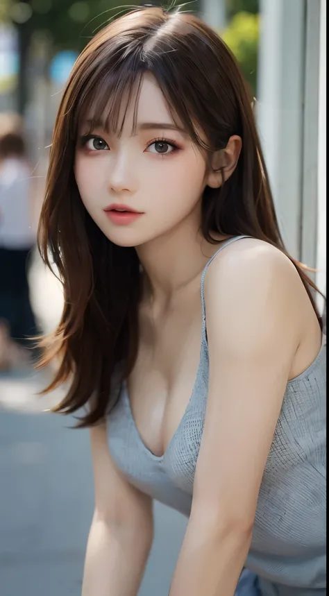 finely detail, hight resolution, hightquality、Perfect dynamic composition, Beautiful detailed eyes, Medium Hair, small tits、Natural Color Lip,Kamimei、Shibuya、20 years girl、1 persons、Transparent skin、Glowing hair、masutepiece, Best Quality, Illustration, Ult...