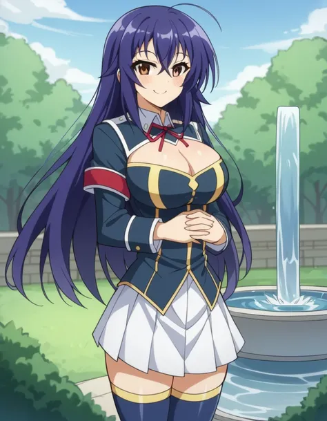 score 9 、score 8 up、score 7 up、source anime、 Masterpiece、 top quality、 high resolution、 high image quality、anime coloring、1woman、、 medaka kurokami 、Alone、Blue Hair、 long hair、stupid hair、 brown eyes、Big Breasts、cleavage、 Extremely Large Breasts 、Tall Woman...