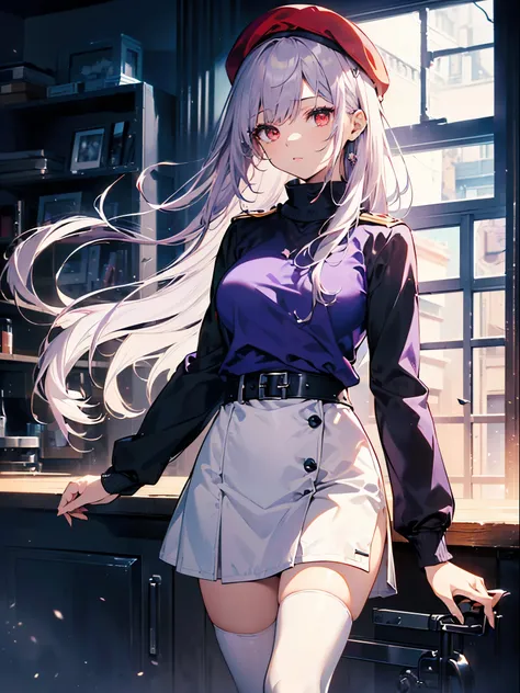  by Nomi, top quality,  super detailed,  high quality CG rendering,  THE MOST DELICATE AND BEAUTIFUL ,  floats softly,  high resolution, ( in the seat), ( top quality,4K,8k, Masterpiece:1.2), ( light purple hair :1.5),(Pretty long hair:1.5),( red eyes:1.5)...