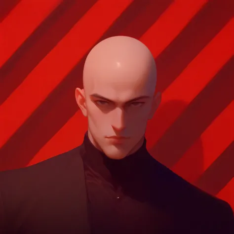 a bald hunter man, gigachad, A bald male