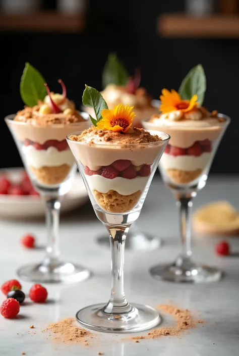   desserts in glasses in trend , recipes for creams and fillings 