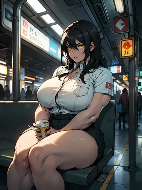 thick thick thick thick thick thick thick thick thick thick massive  huge muscles sad girl black hair yellow eyes pale skin (sitting on a train station at night alone)