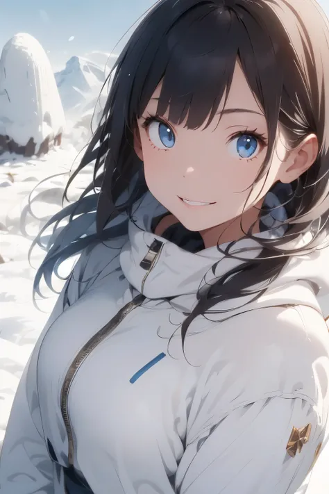 ((Top Quality)), ((Excellent)), (Detailed),((Inuit)),Ultra-realistic, Stunning Environment, Fresh Inuit Clothing, Black Hair, (Very Young Girl),((Straight Hair)), Shiny Hair, ((Blue Eyes)),((Floating Ice)),((Snow Field)),Close-Up,((Rocky Mountain)), Shiny ...