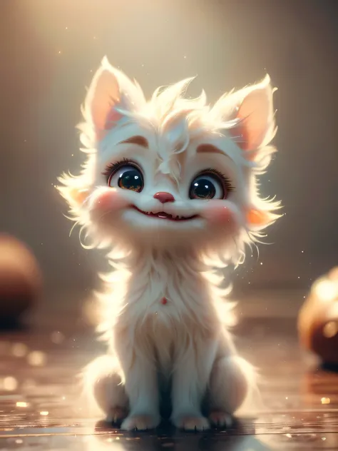 (Best Quality, Super Detail, Masterpiece, Representative Work, Official Art, Professional, Super Detail, 8k:1.3) (Photorealistic:1.2) hyperrealistic, airbrushed illustration with oil paints. A cute little mythical delicate translucent anthropomorphic furry...