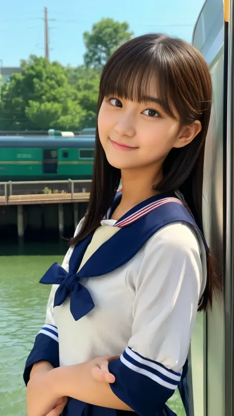 Masterpiece、 Best Quality Conversation 、 Train illustration 、 超 Details、 Details、 high resolution、 8k wallpaper、 perfect dynamic composition、 beautiful, beautiful, girl、 mature middle school student 、 Korean Idols、 beautiful Fa...