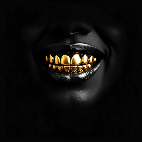 gold rich teeth on the black background