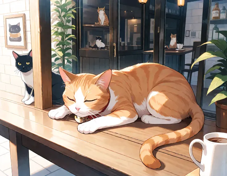 (masterpiece), (best quality), (ultra-detailed),
cat cafe, cat focus,drinking cat, no human