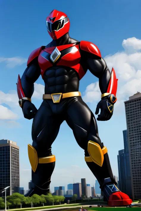 black power ranger, full body, macro