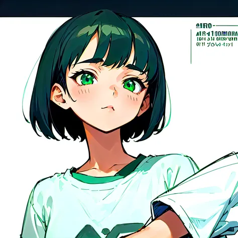 anime girl with green eyes and black hair holding a white shirt, anime visual of a cute girl, anime moe artstyle, chihiro! fujisaki, hinata hyuga, a-1 pictures, iwakura lain, clean detailed anime style, in an anime style, anime best girl, rei hiroe, anime ...