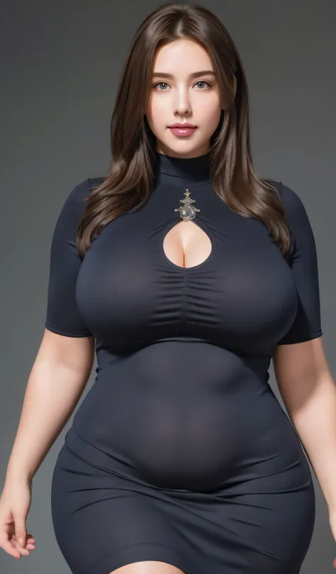 One Beautiful mature Women, 21 years old, Large framed beautiful women, Big-boned, Very Beautiful office women, Plump Fat Figure, Muscular big body, Large and big top body portrait, Office Working, Tight Legging Dress, Smooth Dark Blue Wool Clothes, Beauti...