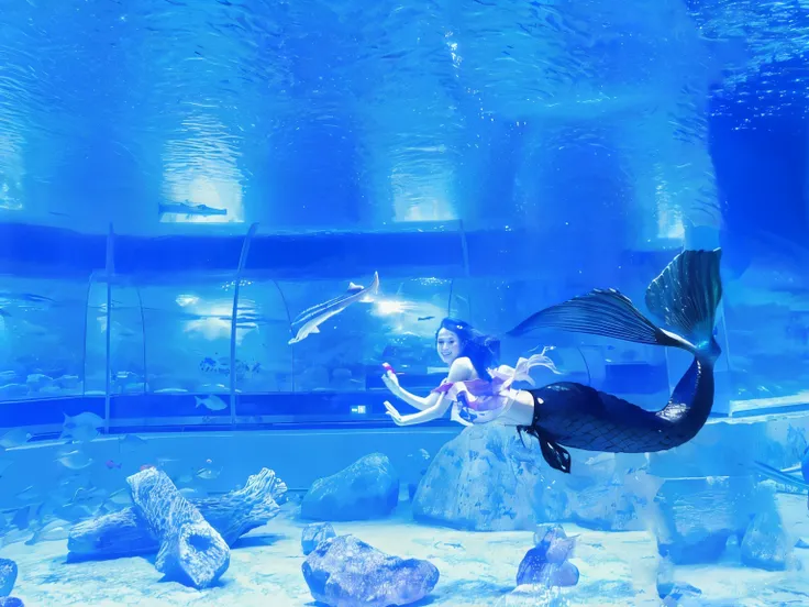 Mermaid's tail，Underwater，aquarium，Swimming，Fish Tail，Gorgeous。