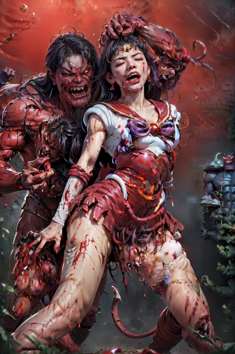 (The 8k quality, Ultra-high-resolution quality, Ultra high definition, Photorealistic, Best Quality):1.5, (masterpiece):1.4,
(camera angle from the front view):7.0,
(in the ruined school room):5.5,
(no NSFW, depiction of brutal violence battle, bloody bru...