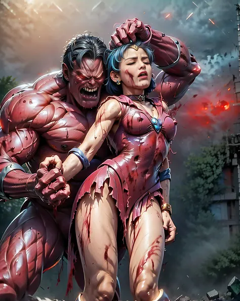 (The 8k quality, Ultra-high-resolution quality, Ultra high definition, Photorealistic, Best Quality):1.5, (masterpiece):1.4,
(camera angle from the front view):7.0,
(in the ruined building):5.5,
(no NSFW, depiction of brutal violence battle, bloody brutal...