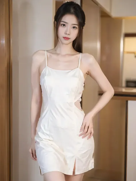  a pretty girl ， Medium length hair， very plump breasts ，A beautiful girl with a clear body outline ， simple background