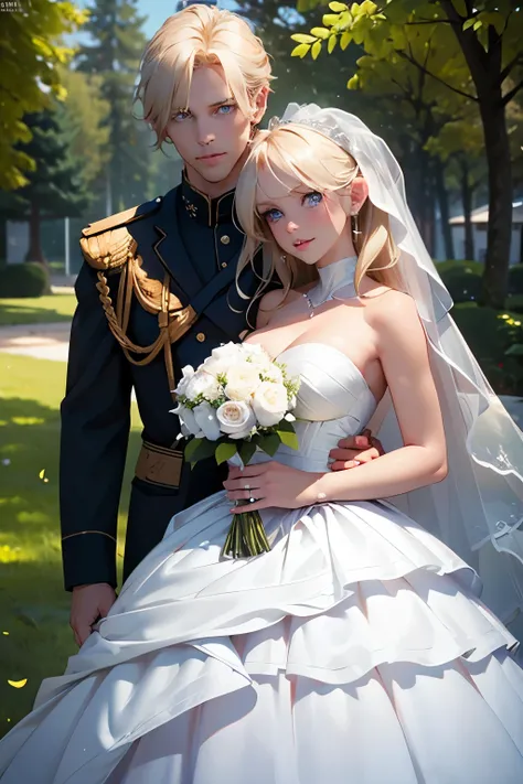  Wedding Photo  .  Bride - Beautiful girl  .She is 32 years old  , 3 breast size .  blue eyes . blondка .  The groom is a handsome guy - blond ,  he looks a lot like the bride  .  blue eyes . blond .  He is 19 years old  . 