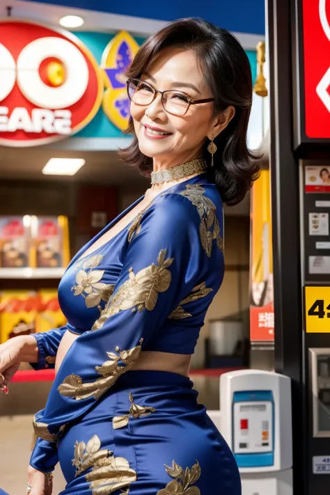 ７８ years old　Mom　MILF　Korean, Lady　large earring　Big choker　　realisitic　Gorgeous Madame Beautiful Mature Woman　sexy　Smile　Gentle woman navel piercing　４K　High quality 