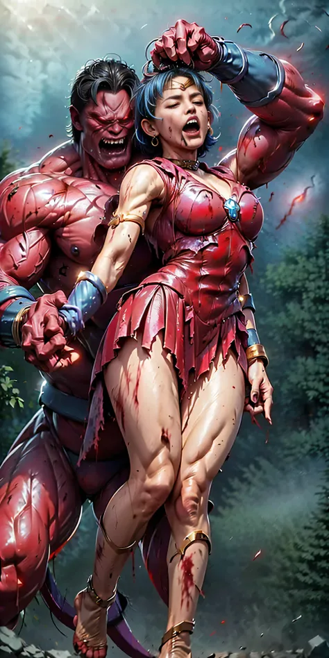(The 8k quality, Ultra-high-resolution quality, Ultra high definition, Photorealistic, Best Quality):1.5, (masterpiece):1.4,
(camera angle from the front view):7.0,
(in the ruined building):5.5,
(no NSFW, depiction of brutal violence battle, bloody brutal...