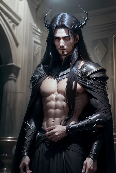 
(8k,        photorealistic RAW photograph Maximum quality       ; 1,4) (A dark prince  )      dark prince from the Underworld super handsome     (    realistic face    ) (    long hair with black thorns in the wind   )      slender standard dark prince bo...