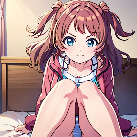 ((masterpiece)), ((best quality)), (ultra-detailed), on the bed, a cute girl, 1girl, solo, underwear00, ((beautiful eyes)),smile,