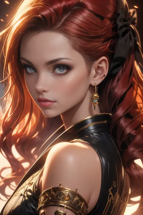 a close up of a woman adult adult adult with red hair and blue eyes, 8k high quality detailed art, intricate ornate anime cgi style, photorealistic anime girl render, detailed digital anime art, steampunk beautiful anime woman, beautiful alluring anime wom...