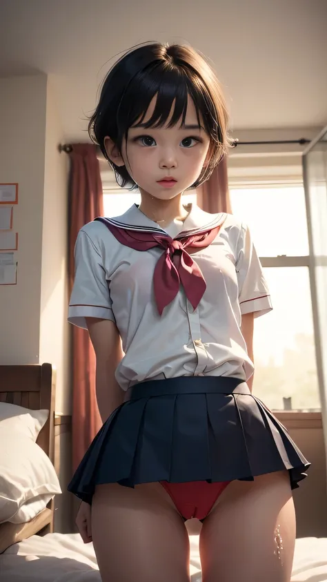  super res pics。 medically super accurate depiction of the human body、 Very small and super young sweet elementary school students。School uniform。 fluffy short hair。Bondage。Tied up。 bedroom。 very very young face。very very young body。 so smooth and closed。 ...