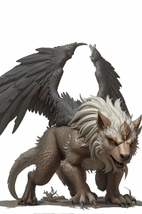 Realistic griffin medieval magic creature,  anime style, Mythological Dungeon