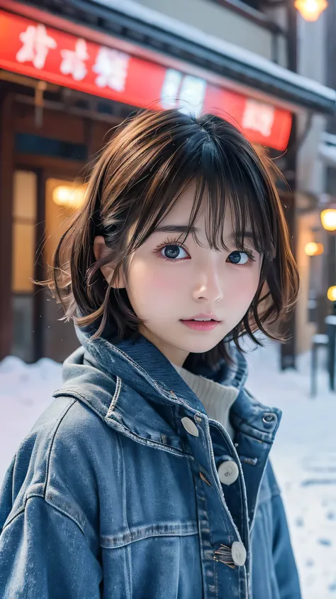  Japanese girl facing the front, super image quality, cute, pretty, sexy, and cute, actress, Japanese pretty girl, Lori, loose, short, curly hair, excellent style, excellent skeleton, clean, fluttering hair, small face, delicate girl, realistic girl, girl ...
